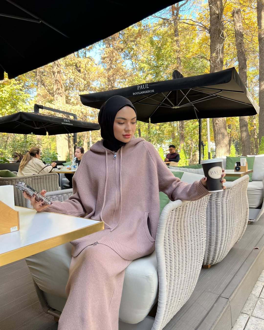 MH101 Modest Knit Hoodie & Skirt Set – Soft Ribbed Two-Piece Outfit