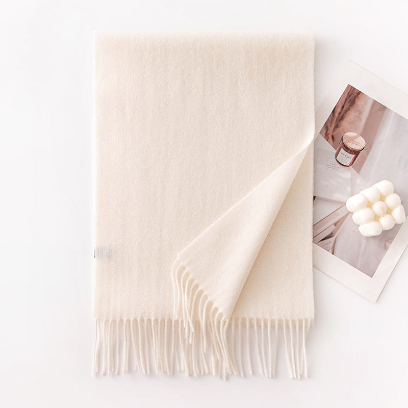 Pure Wool Scarf Women - 100% Cashmere Feel Winter Shawl Tass | side view | Maha The Label hijab