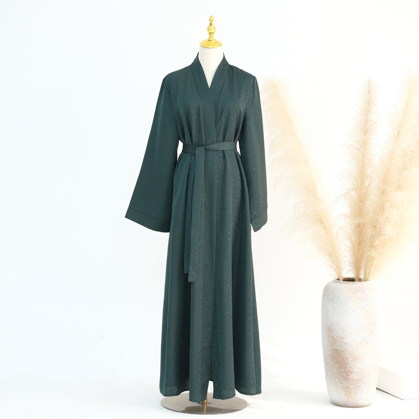 MH102 3D Jacquard Abaya – Elegant Belted Dress or Open Abaya