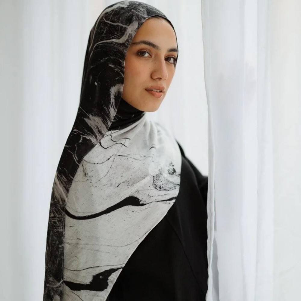 Women's Watercolor Print Hijab Scarf 80x180cm - Summer Beach Turban Headscarf with Sun Protection