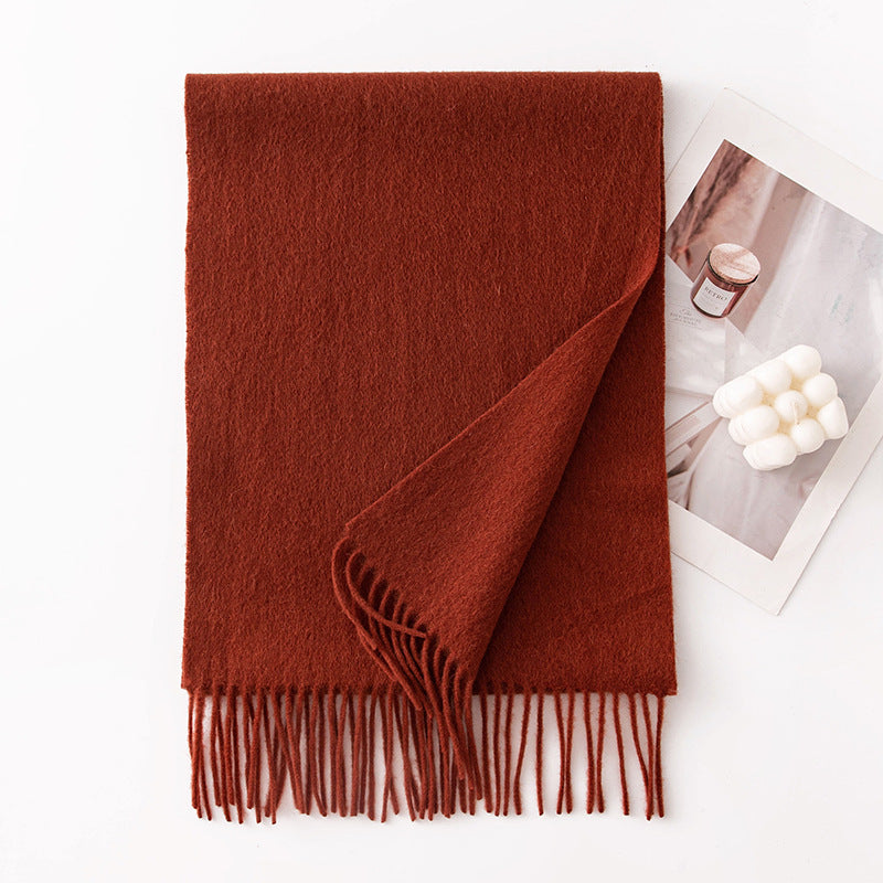 Pure Wool Scarf Women - 100% Cashmere Feel Winter Shawl Tass | view 18 | Maha The Label hijab