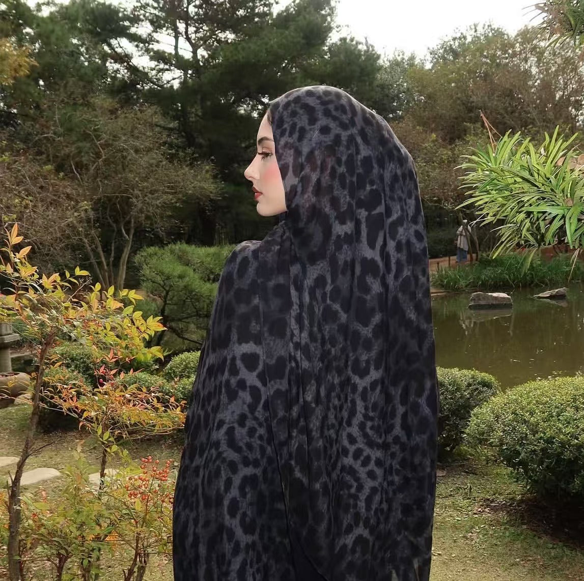 Women's Watercolor Print Hijab Scarf 80x180cm - Summer Beach Turban Headscarf with Sun Protection