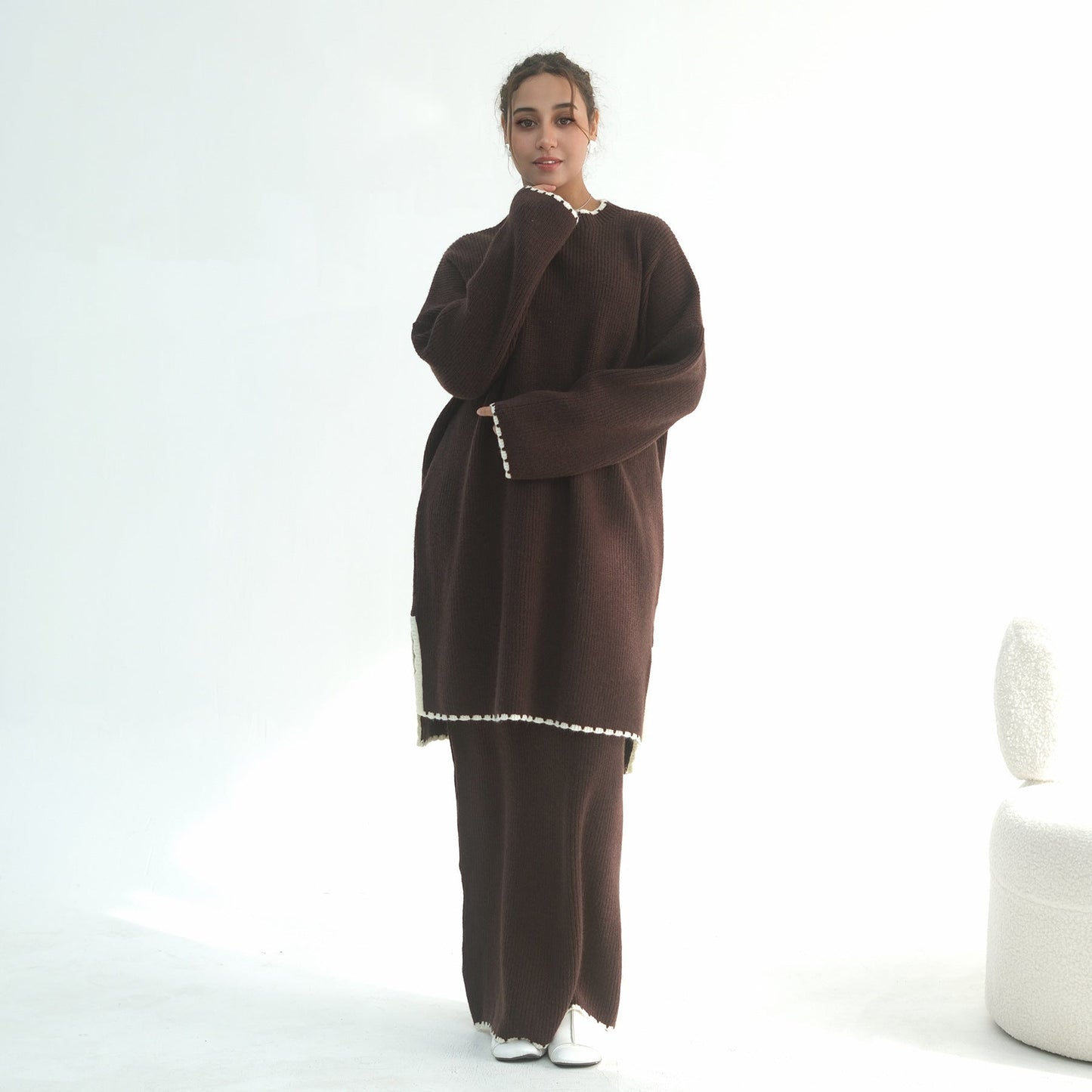 Thick Knit Winter 2-Piece Set | Warm Modest Fashion Skirt & Top | MH117
