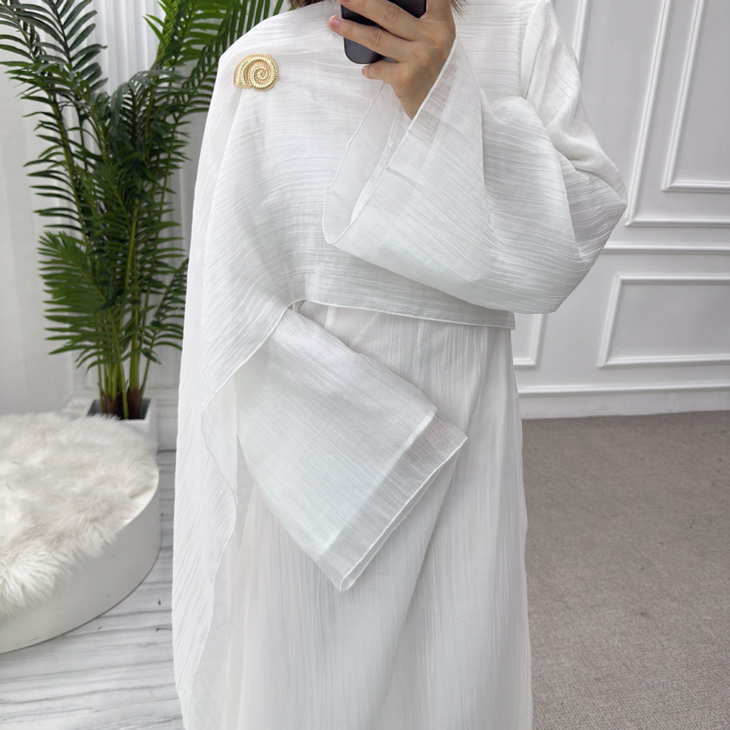 MH86 Double-Layer Abaya Dress – Solid Color, Tencel-Feel Stretch Knit Modest Maxi