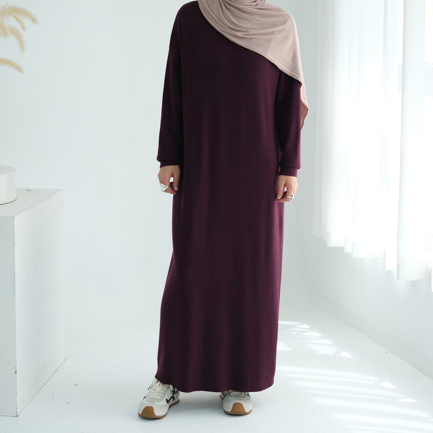 MH103 Autumn Winter Knit Maxi Dress for Muslim Women | Modest Long Sleeve Dress | No Hijab Included