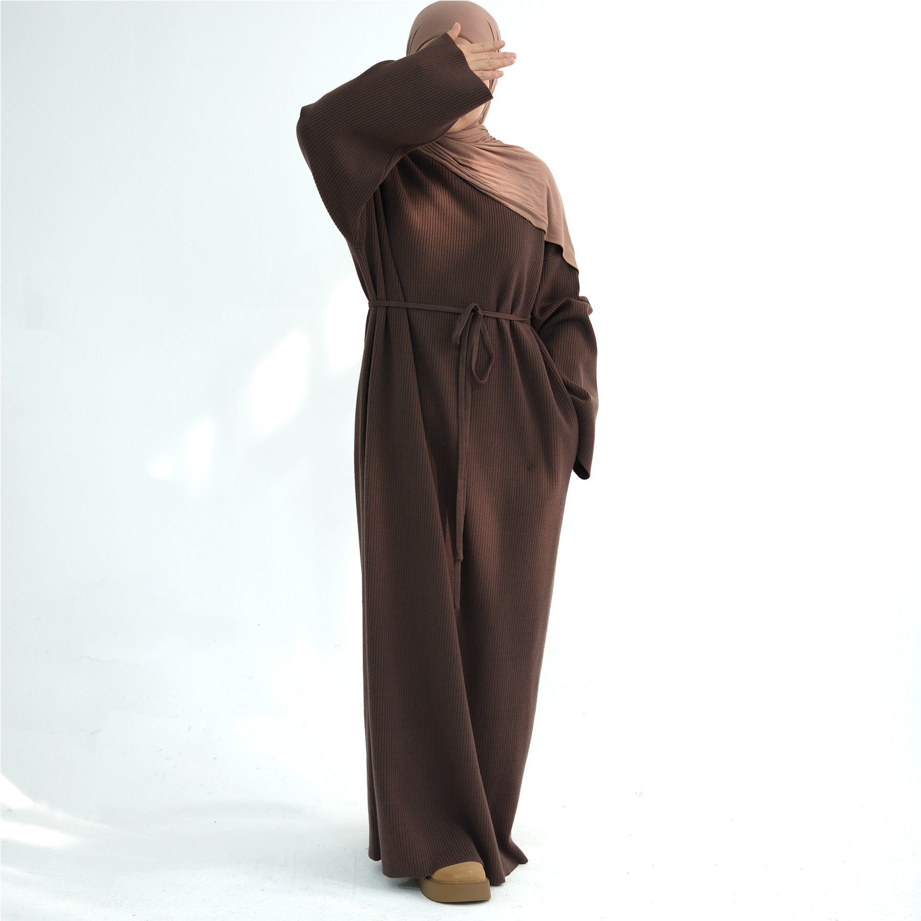 Winter Abaya for Women Thick Knit, Loose Fit, Long Sleeve - Premium Coffee / L/XL Winter Abaya for Women Thick Knit, Loose Fit, Long Sleeve - Premium Coffee / L/XL