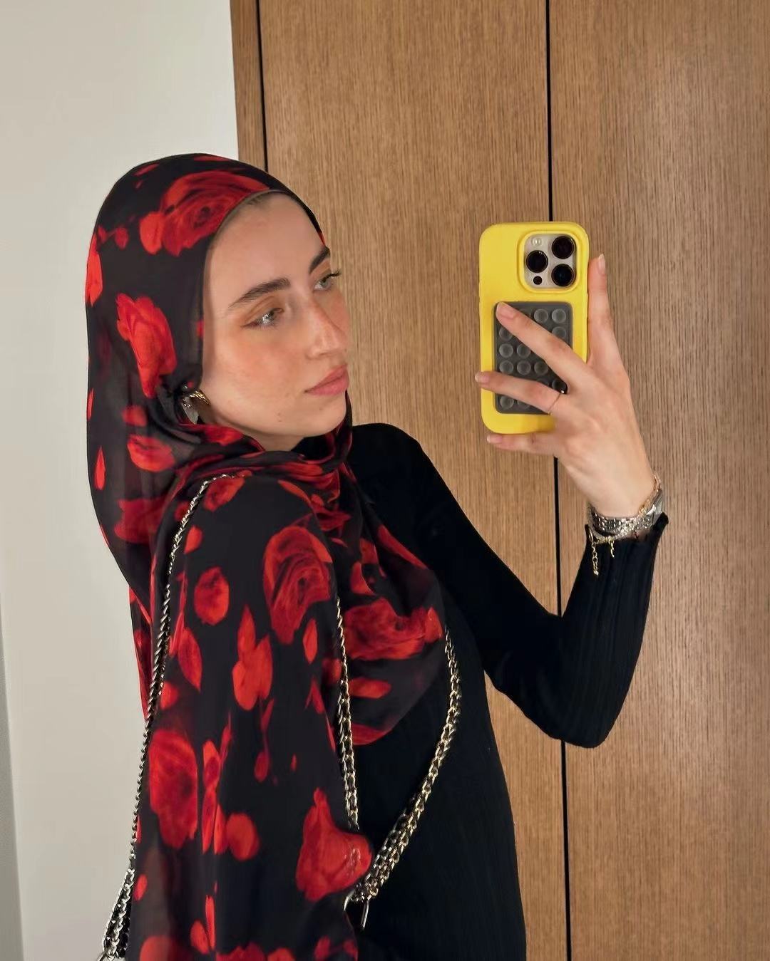 Women's Watercolor Print Hijab Scarf 80x180cm - Summer Beach Turban Headscarf with Sun Protection