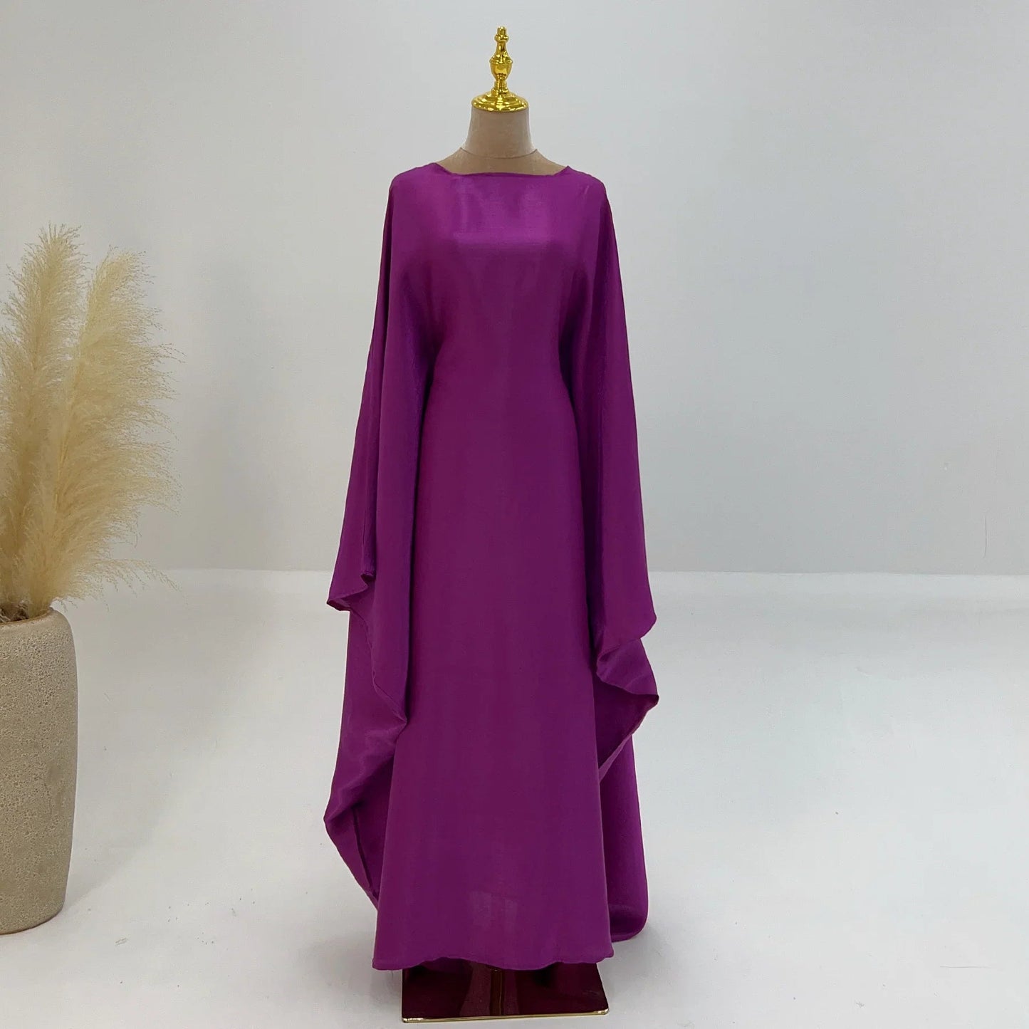 MH44 Plus Size Kaftan Abaya – Shiny Eid & Iftar Batwing Dress with Belt