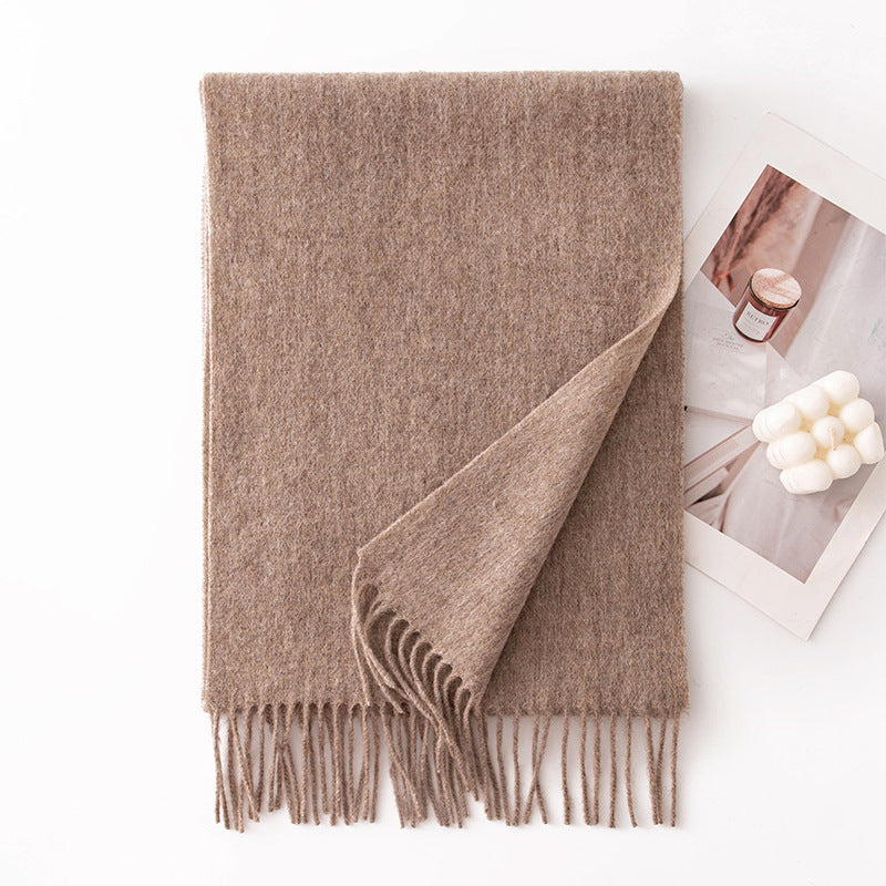 Pure Wool Scarf Women - 100% Cashmere Feel Winter Shawl Tass | model wearing | Maha The Label hijab