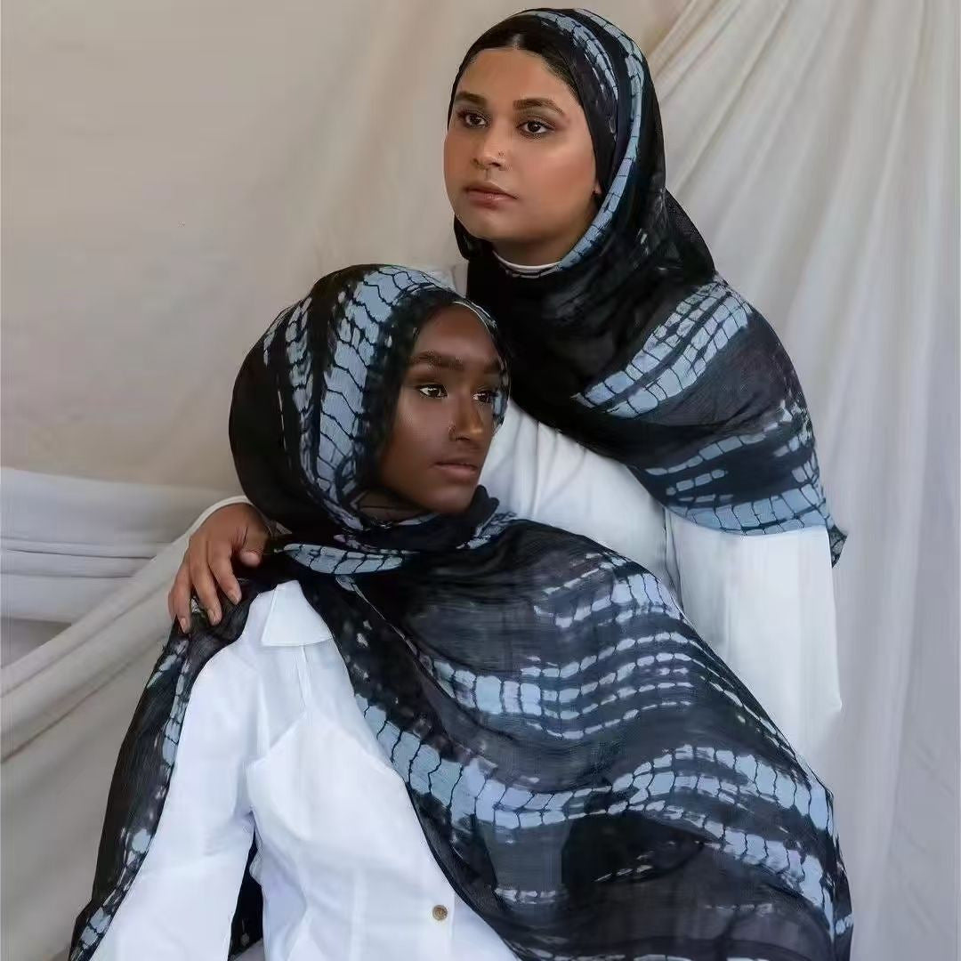 Women's Watercolor Print Hijab Scarf 80x180cm - Summer Beach Turban Headscarf with Sun Protection