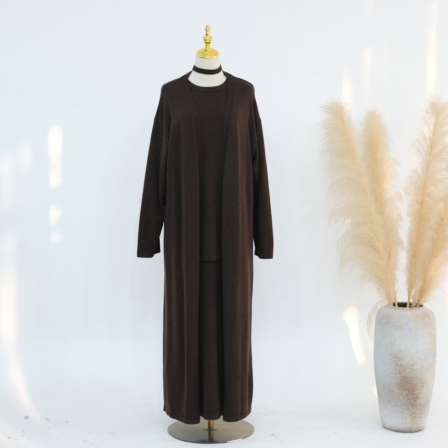 Knitted 3-Piece Set Skirt Top Cardigan | Modest Fashion Outfit | MH116