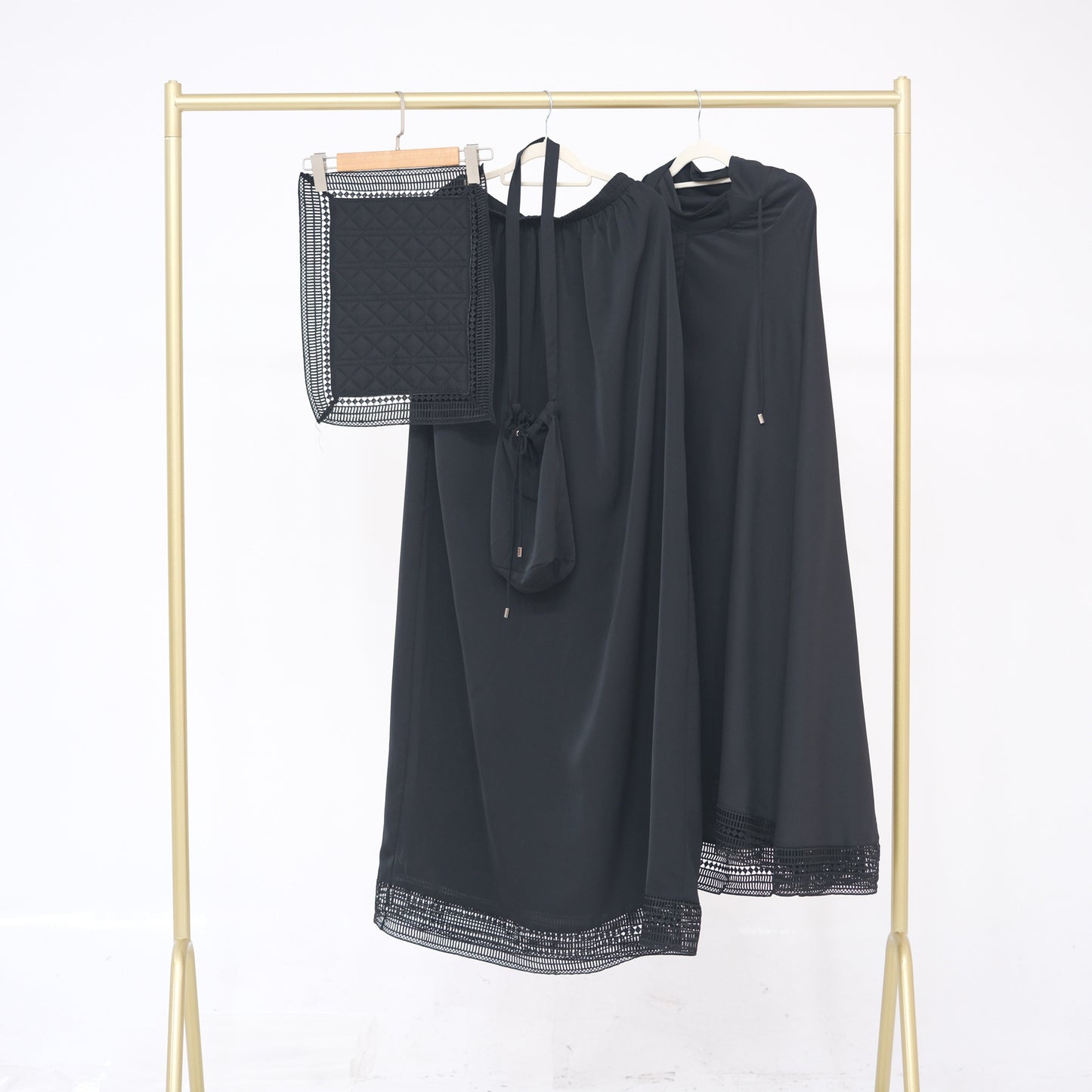 MH91 Khimar Prayer Set – 4-Piece Modest Outfit with Lace Trim & Drawstring Bag