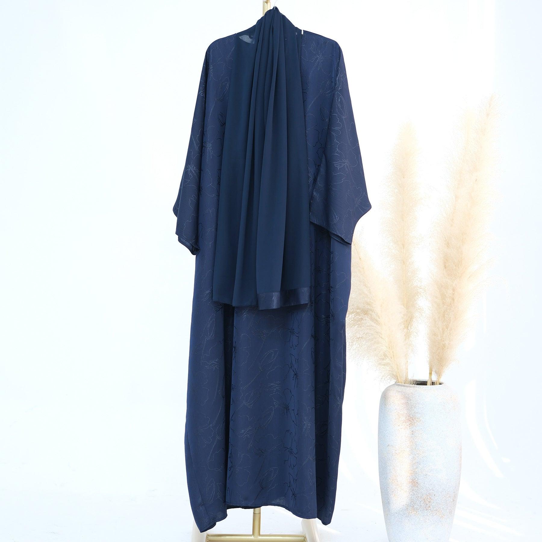 Elegant Kaftan Maxi Dress & Hijab Set - Premium Modest Wear | Maha The Blue + Hijab / One Size Elegant Kaftan Maxi Dress & Hijab Set - Premium Modest Wear | Maha The Blue + Hijab / One Size