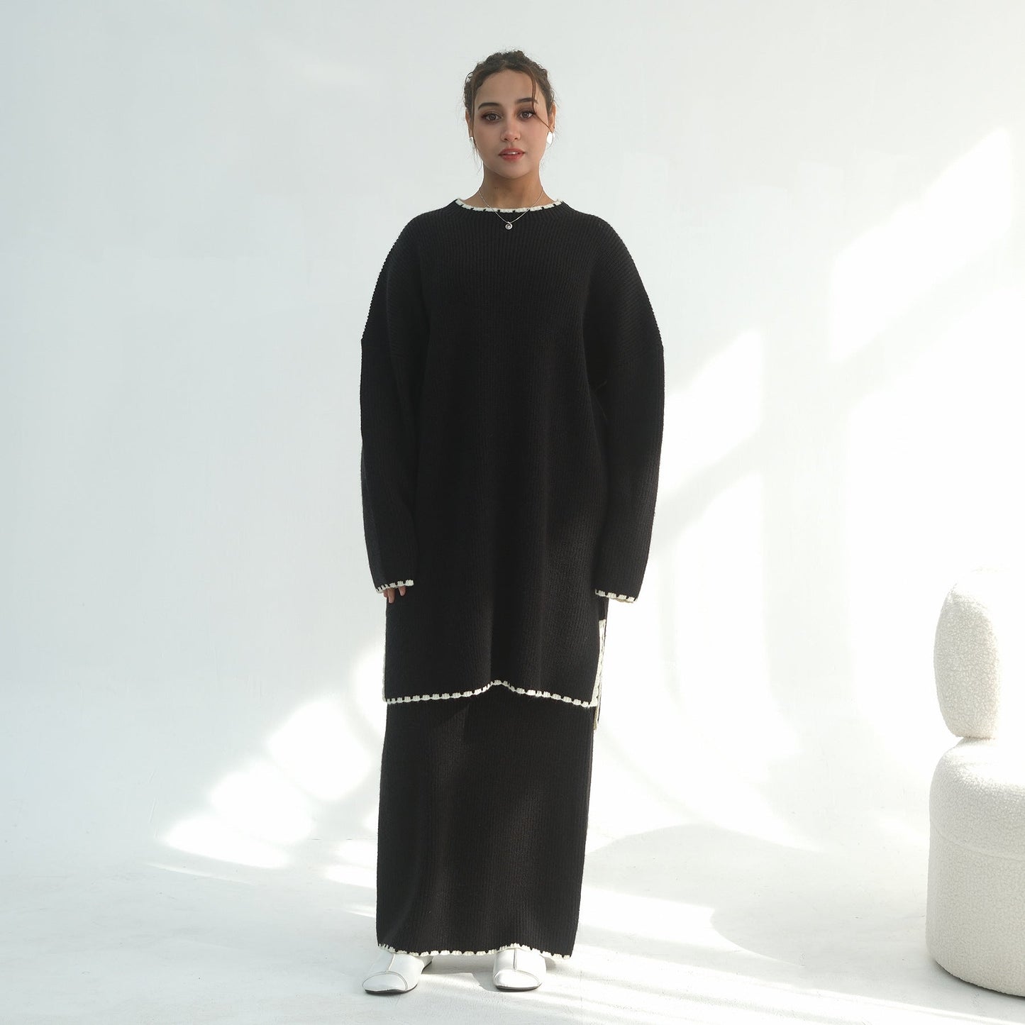 Thick Knit Winter 2-Piece Set | Warm Modest Fashion Skirt & Top | MH117