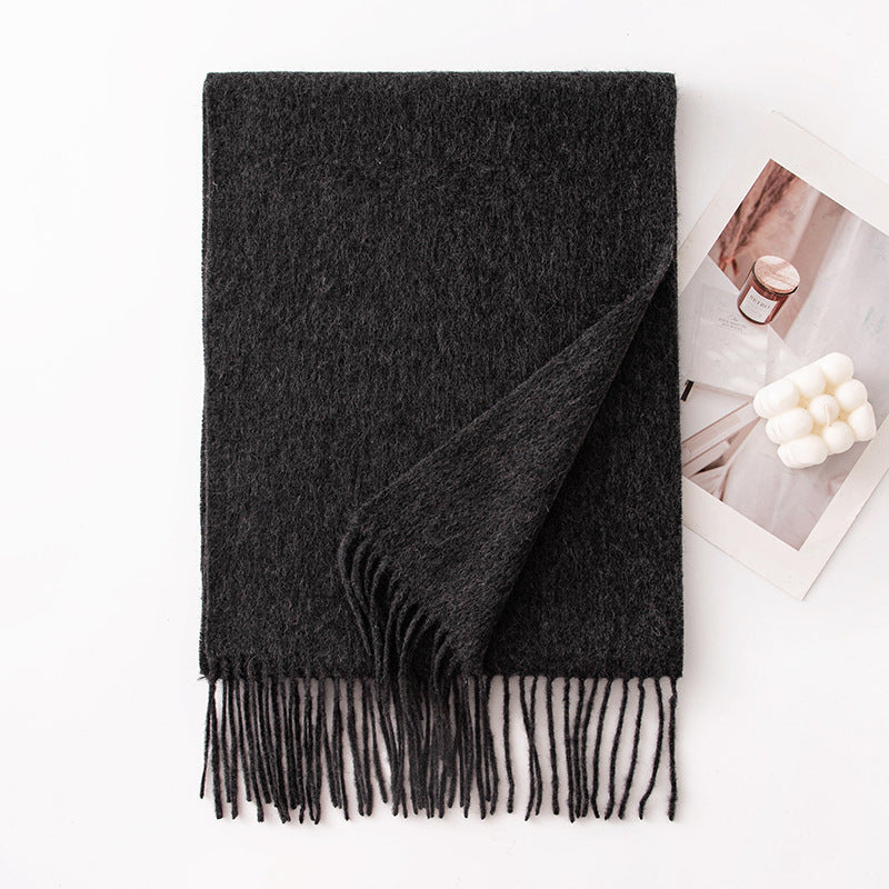 Pure Wool Scarf Women - 100% Cashmere Feel Winter Shawl Tass | view 11 | Maha The Label hijab