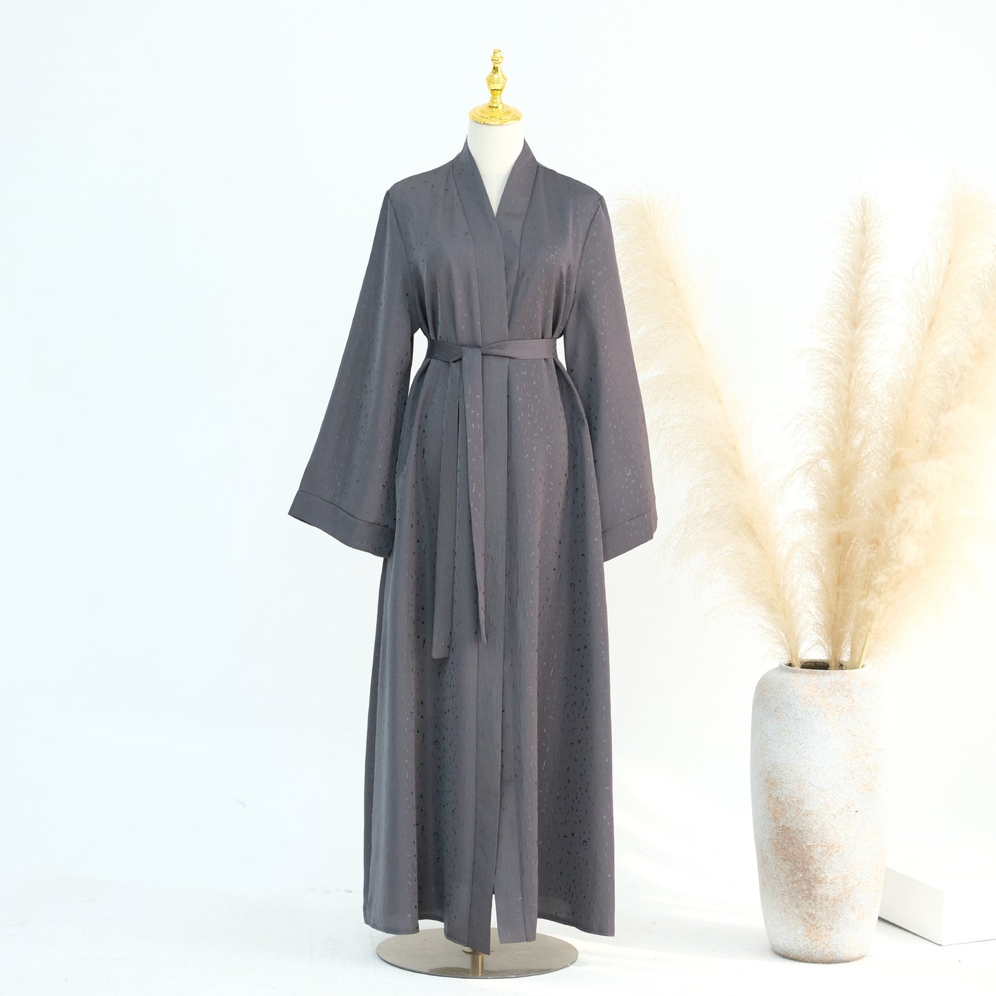 MH102 3D Jacquard Abaya – Elegant Belted Dress or Open Abaya