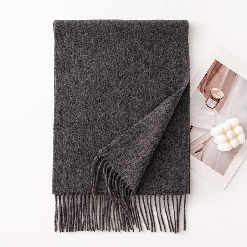 Pure Wool Scarf Women - 100% Cashmere Feel Winter Shawl Tass | view 17 | Maha The Label hijab