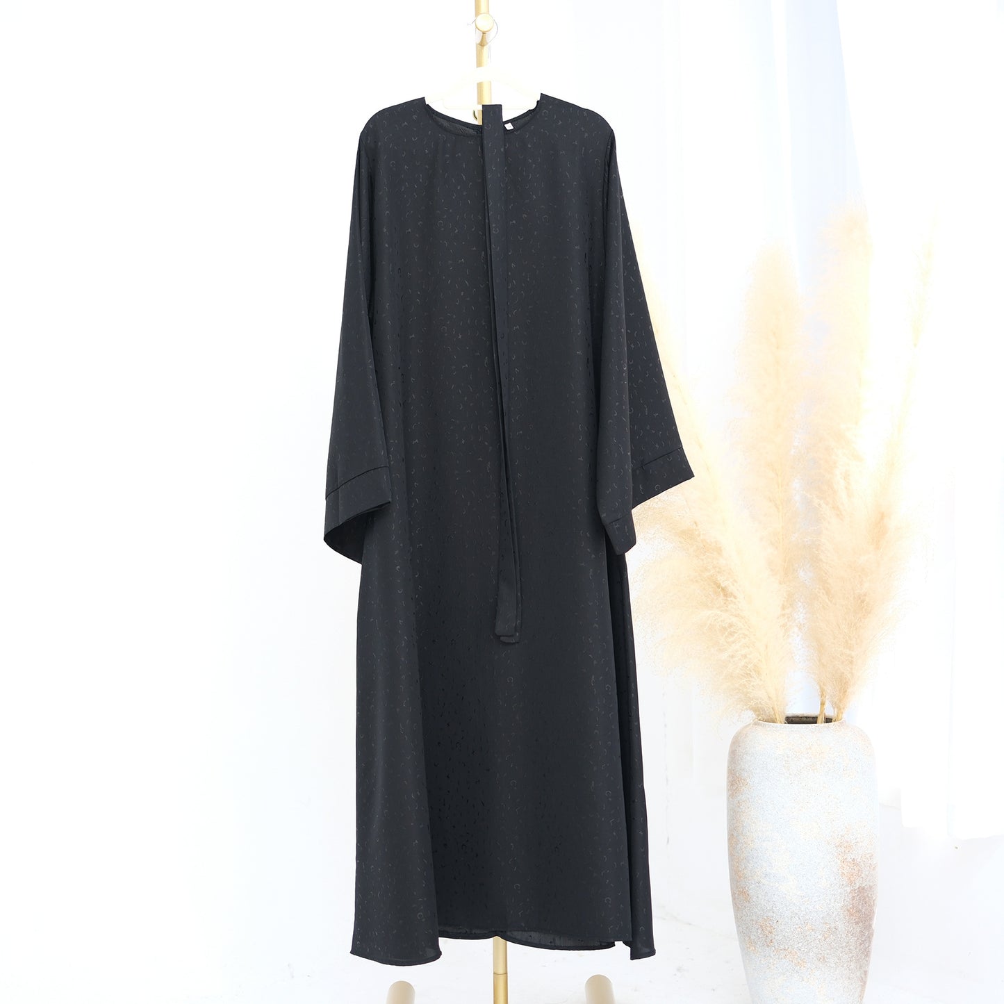 MH102 3D Jacquard Abaya – Elegant Belted Dress or Open Abaya