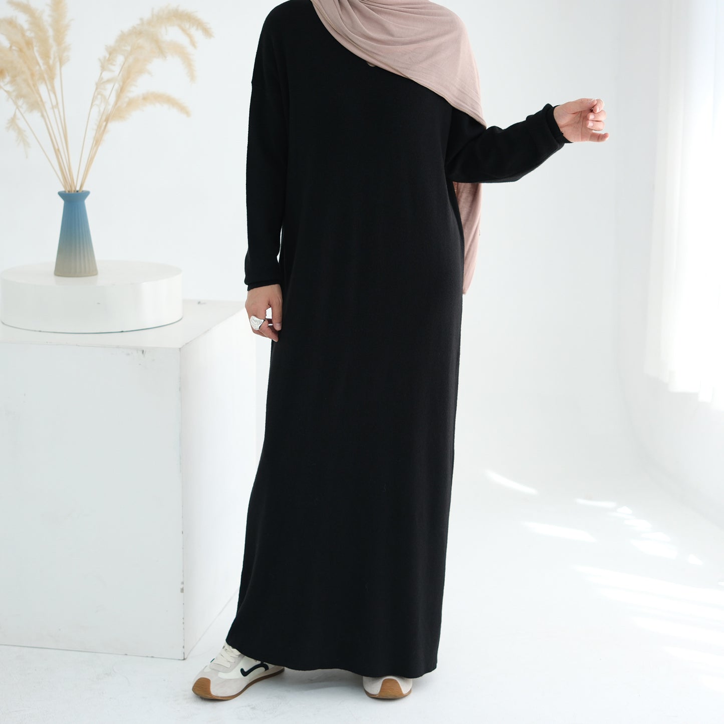 MH103 Autumn Winter Knit Maxi Dress for Muslim Women | Modest Long Sleeve Dress | No Hijab Included