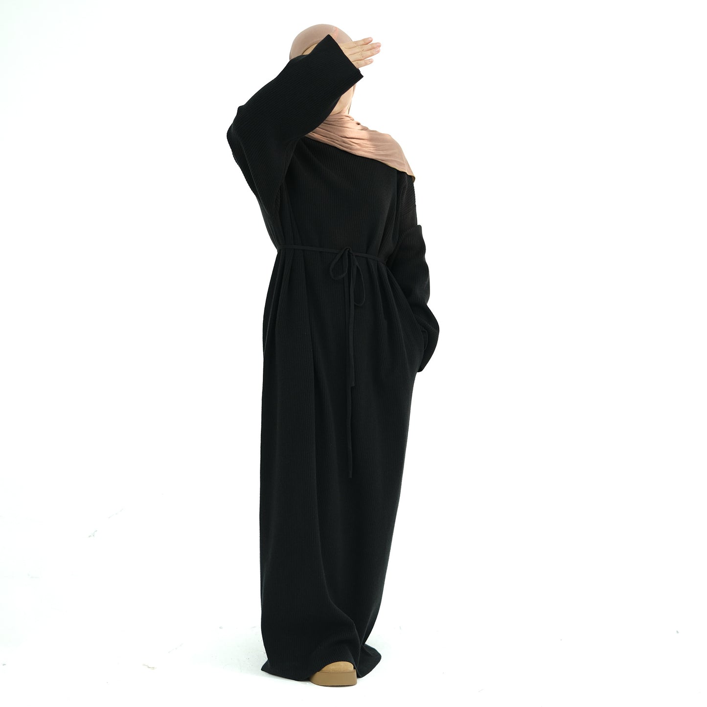 MH96 Winter Abaya for Women – Thick Knit, Loose Fit, Long Sleeve Modest Islamic Dress