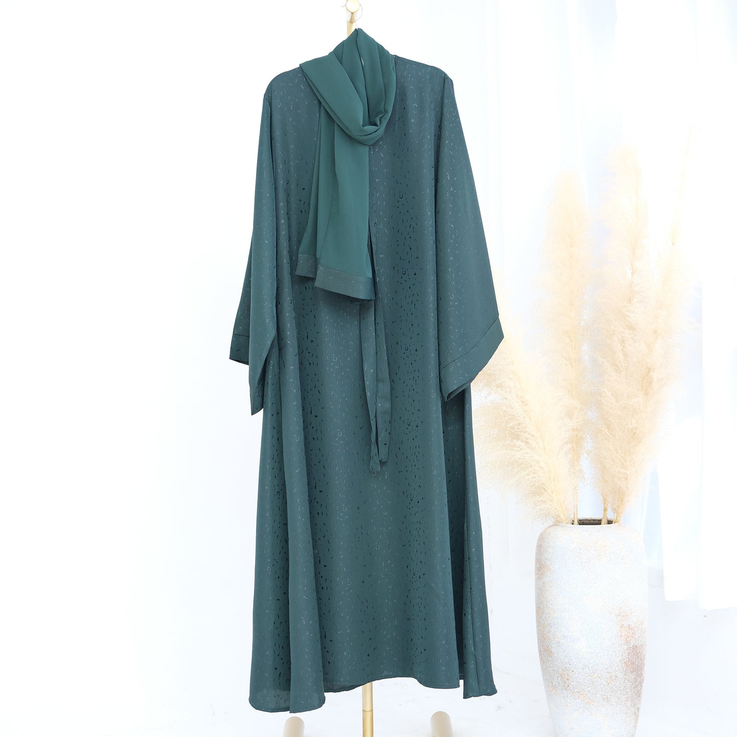 MH102 3D Jacquard Abaya – Elegant Belted Dress or Open Abaya