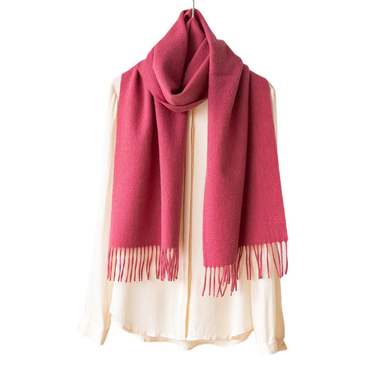 Pure Wool Scarf Women - 100% Cashmere Feel Winter Shawl Tass | front view | Maha The Label hijab