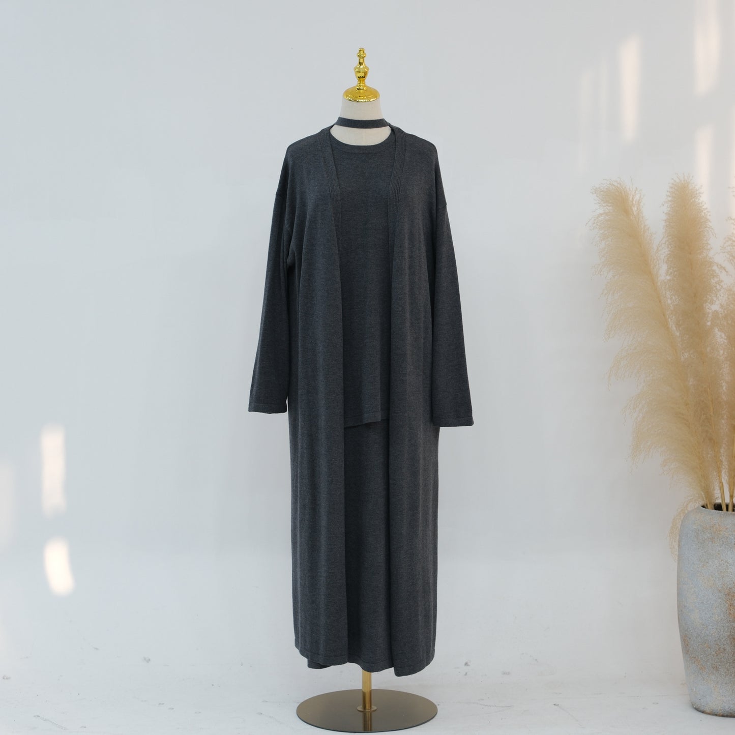 Knitted 3-Piece Set Skirt Top Cardigan | Modest Fashion Outfit | MH116