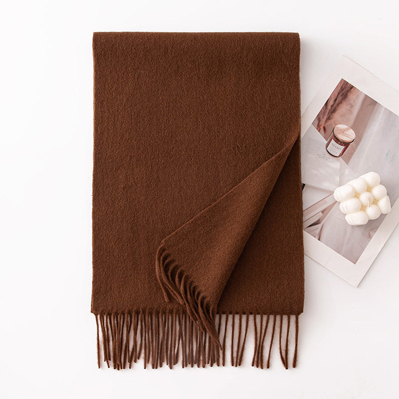 Pure Wool Scarf Women - 100% Cashmere Feel Winter Shawl Tass | view 14 | Maha The Label hijab