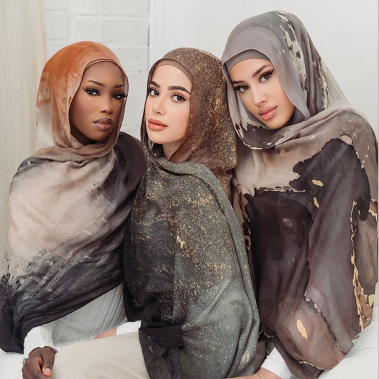 MH03 Ink Print Modal Scarf – 32 Styles & Colors – Soft Breathable Hijab