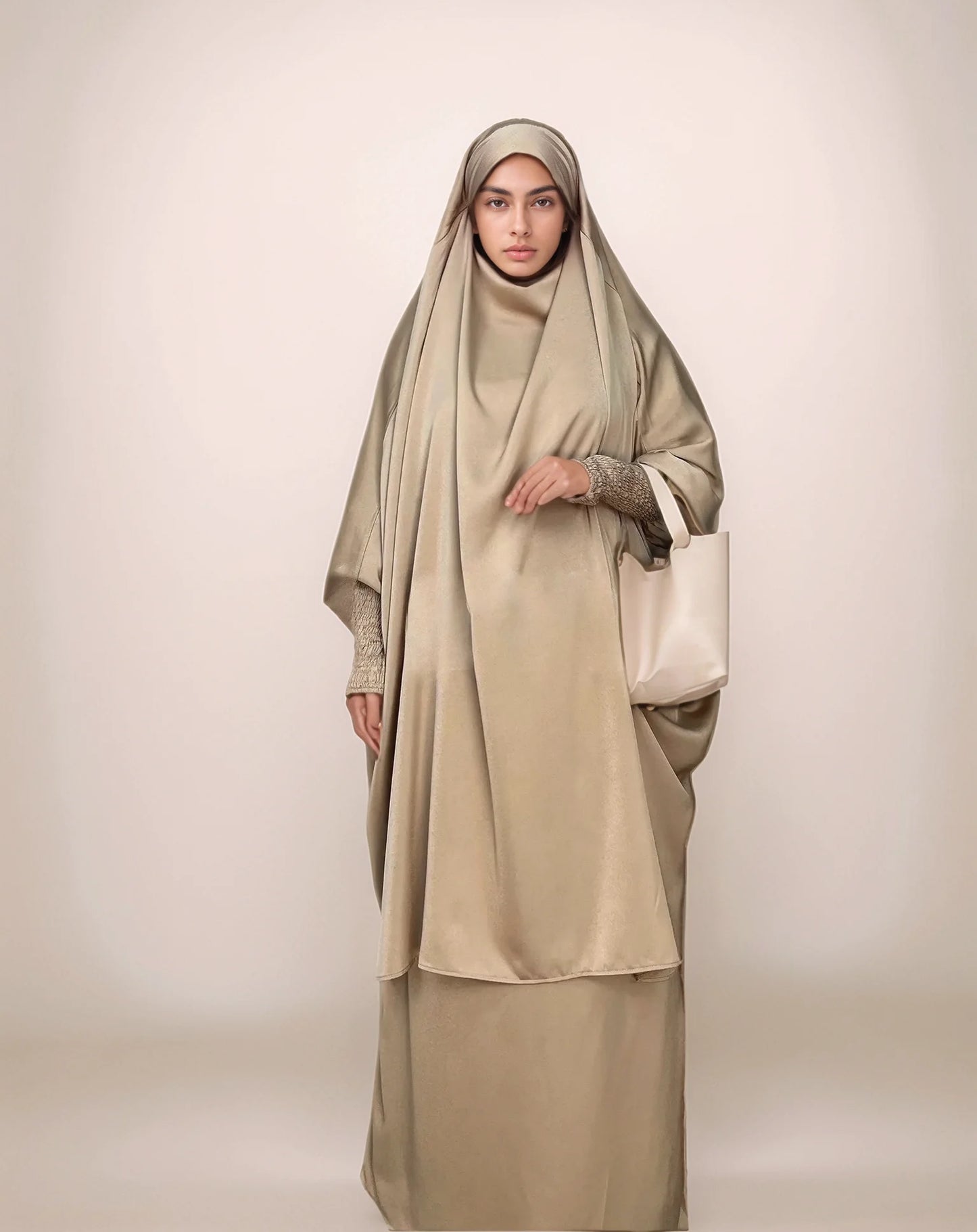 Plus Size 2-Piece Hijab Abaya Set | Modest Muslim Prayer Dress for Women