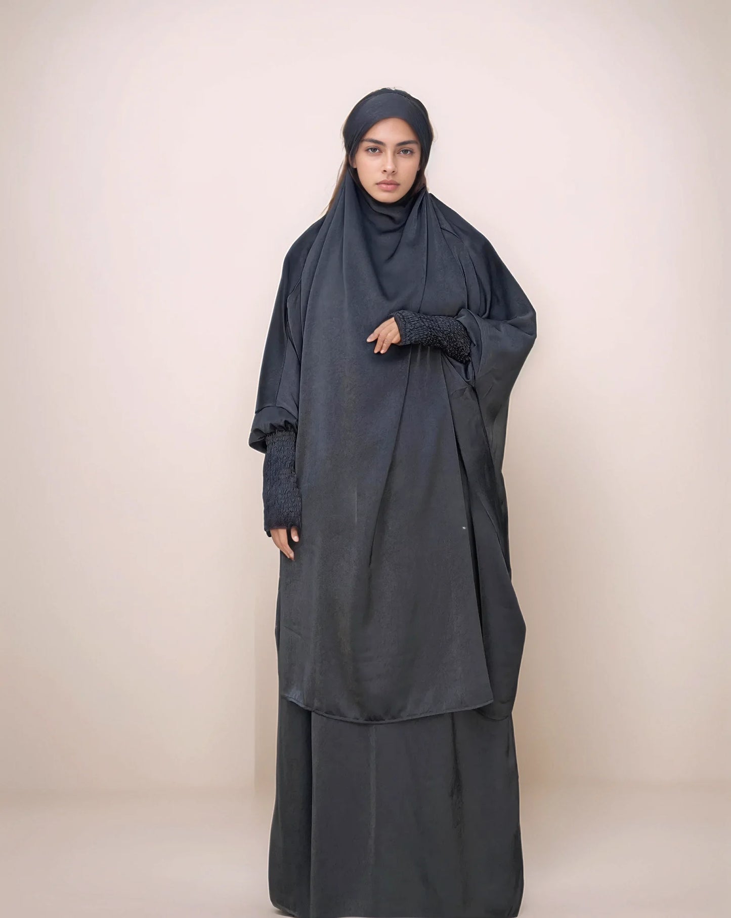 Plus Size 2-Piece Hijab Abaya Set | Modest Muslim Prayer Dress for Women