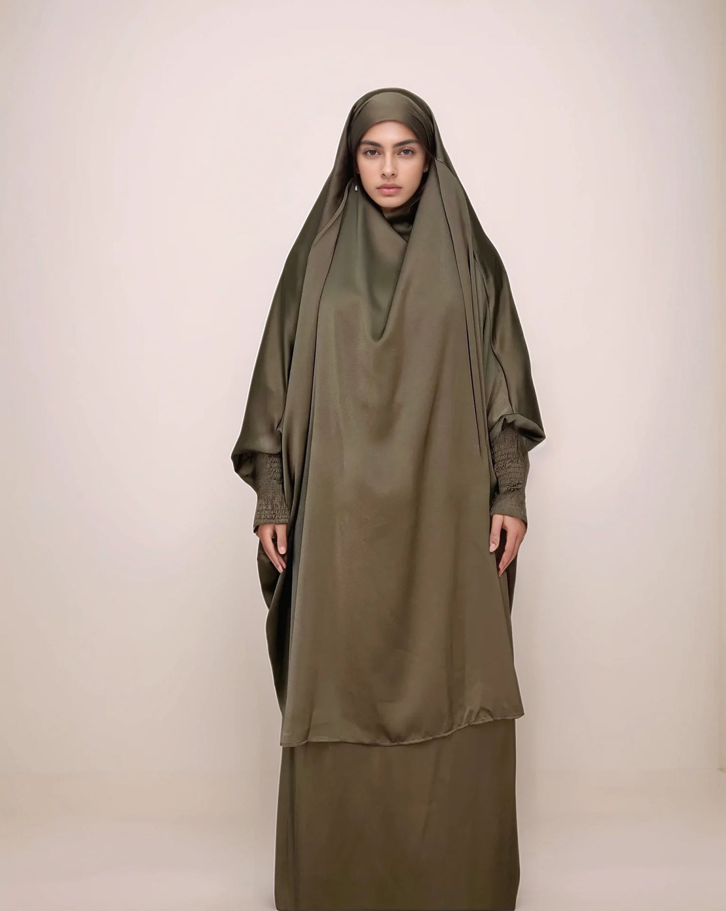 Plus Size 2-Piece Hijab Abaya Set | Modest Muslim Prayer Dress for Women