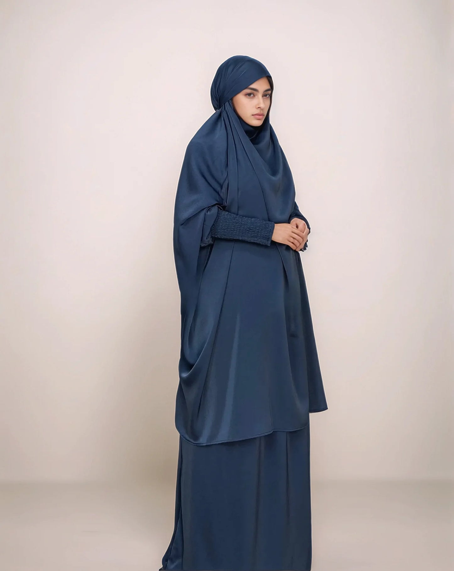 Plus Size 2-Piece Hijab Abaya Set | Modest Muslim Prayer Dress for Women