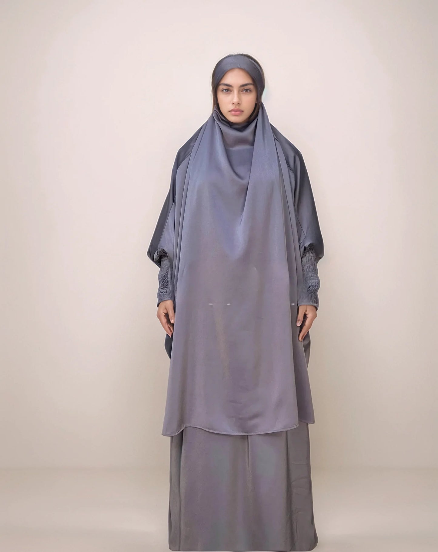 Plus Size 2-Piece Hijab Abaya Set | Modest Muslim Prayer Dress for Women