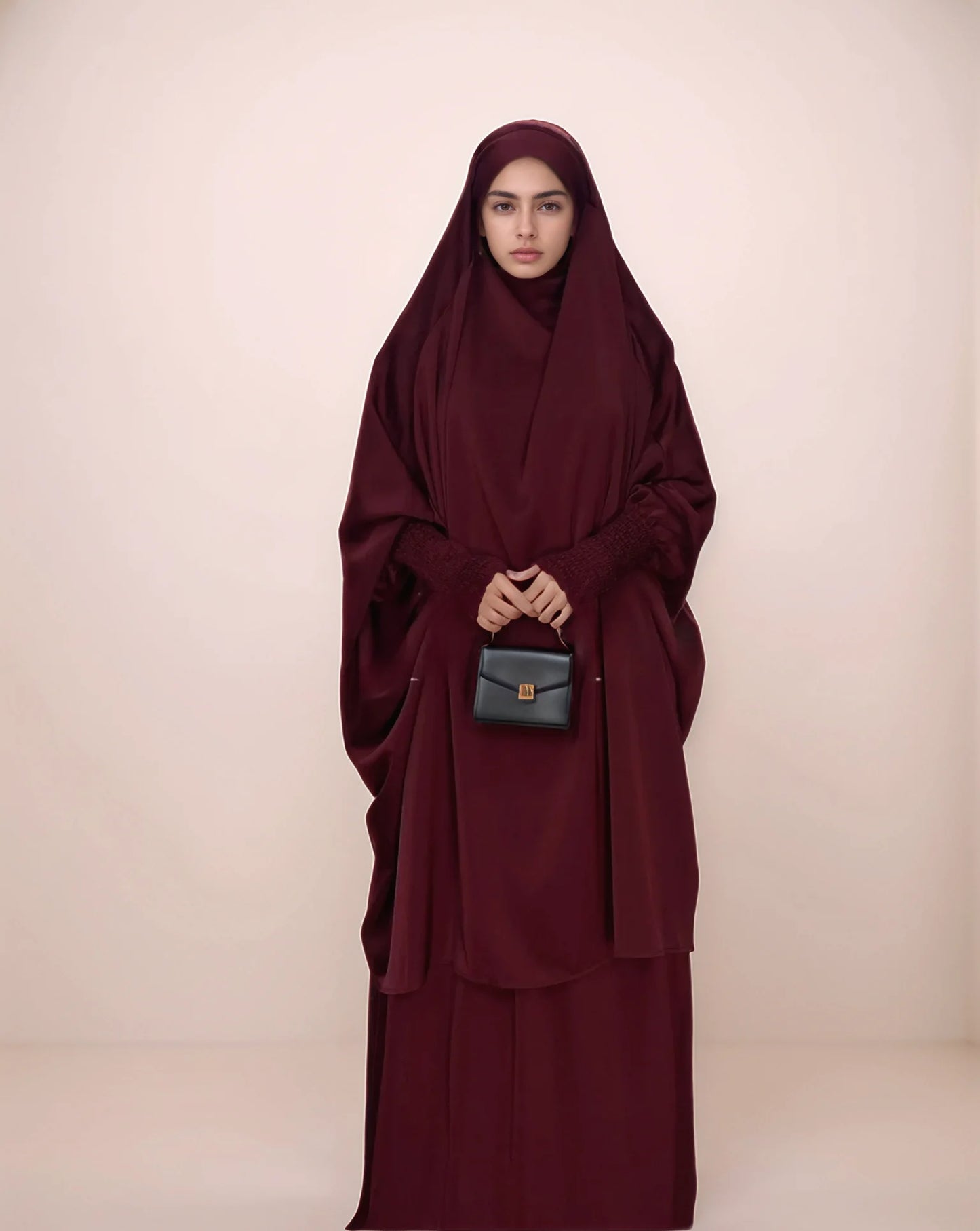 Plus Size 2-Piece Hijab Abaya Set | Modest Muslim Prayer Dress for Women