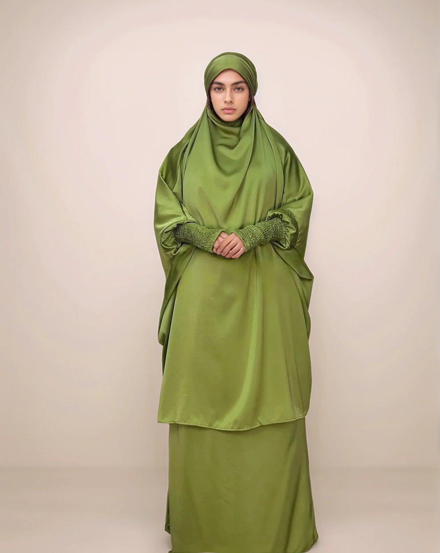 Plus Size 2-Piece Hijab Abaya Set | Modest Muslim Prayer Dress for Women