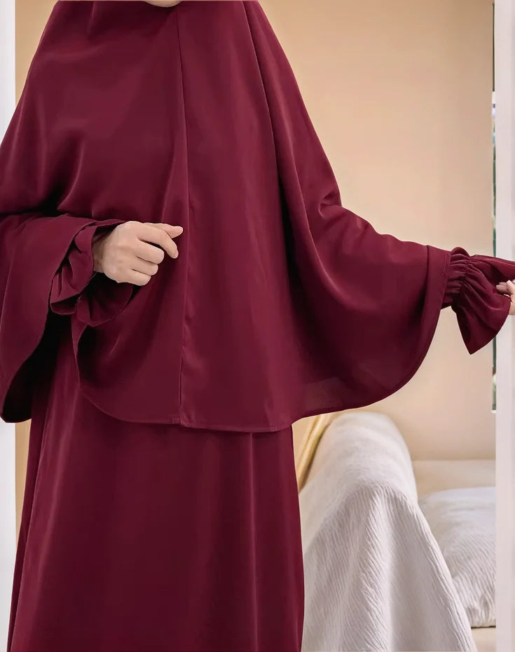 Two-Piece Abaya Set with Oversized Scarf | Modest Muslim Wear