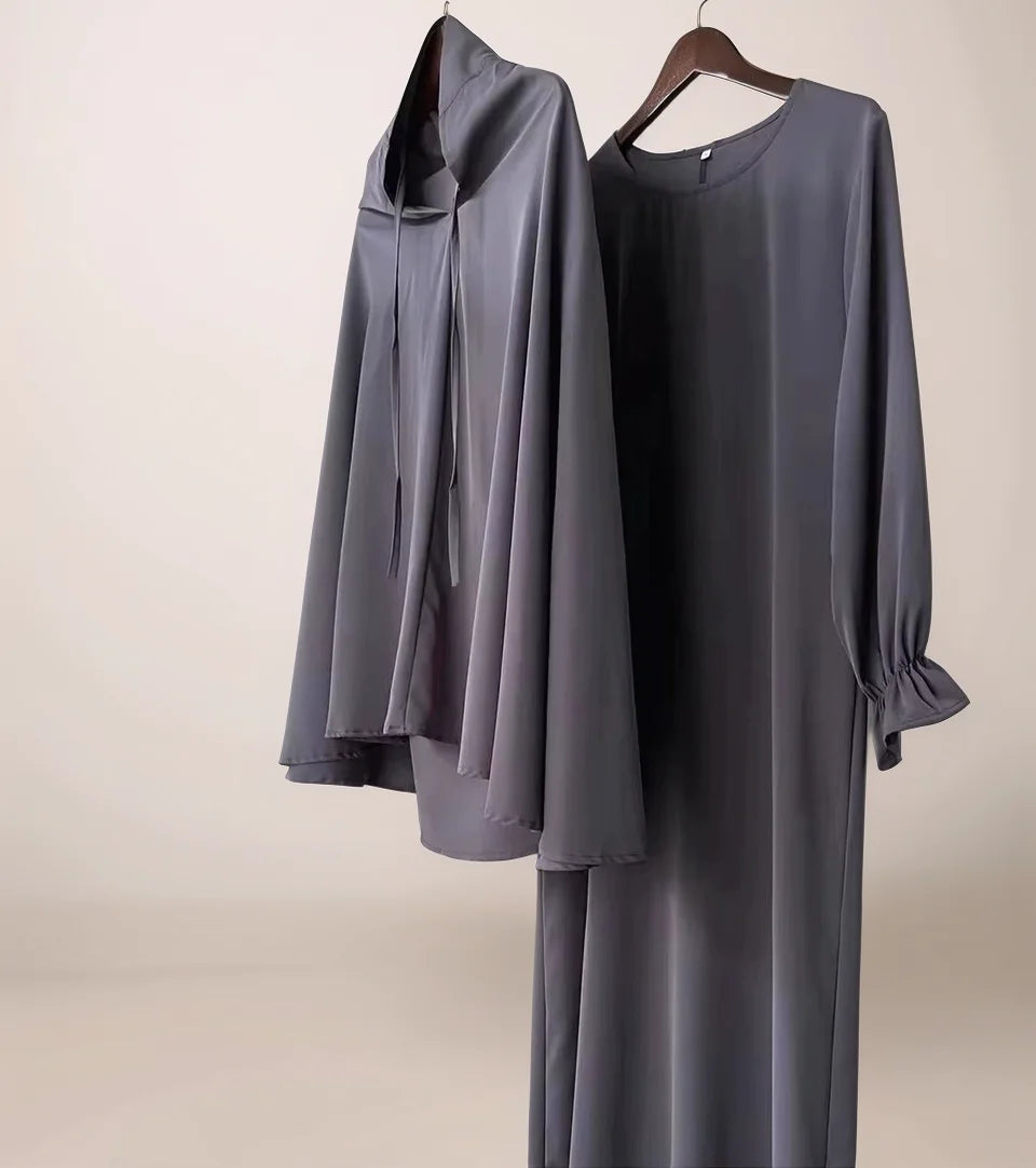 Two-Piece Abaya Set with Oversized Scarf | Modest Muslim Wear