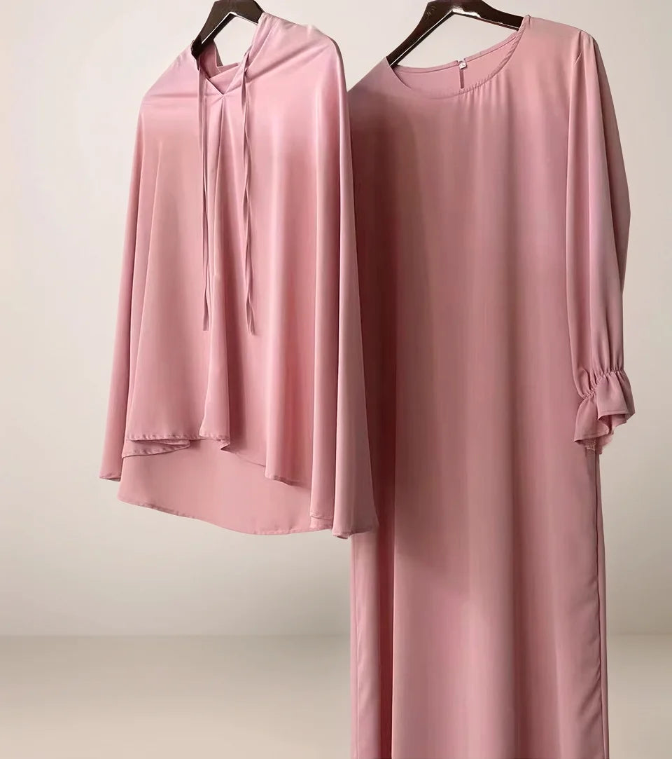 Two-Piece Abaya Set with Oversized Scarf | Modest Muslim Wear