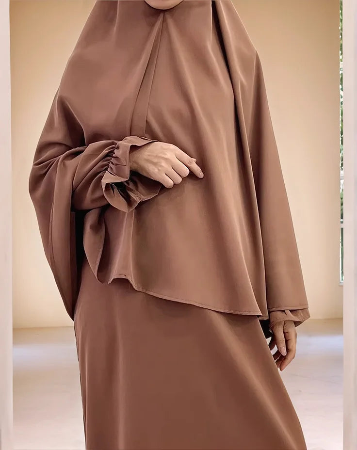 Two-Piece Abaya Set with Oversized Scarf | Modest Muslim Wear