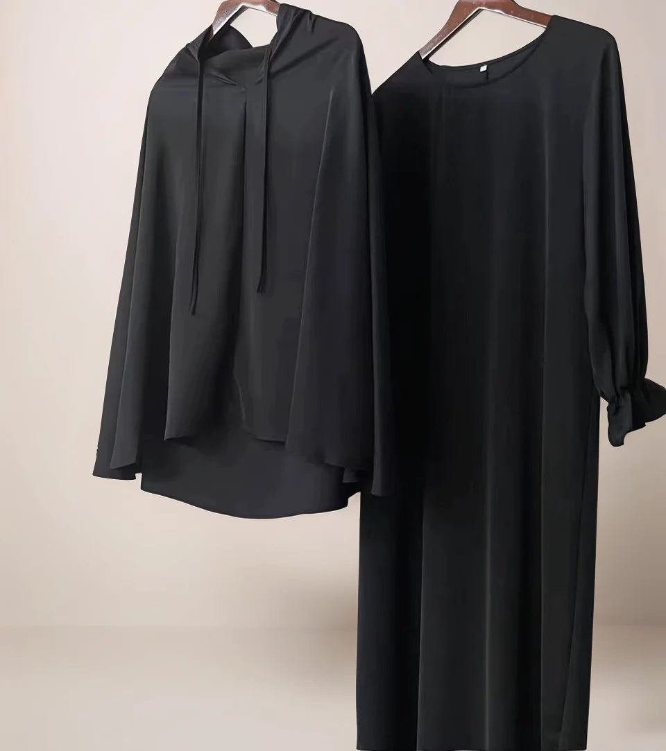 Two-Piece Abaya Set with Oversized Scarf | Modest Muslim Wear