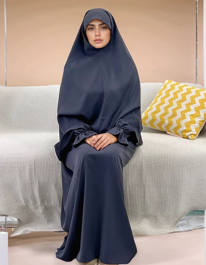 Two-Piece Abaya Set with Oversized Scarf | Modest Muslim Wear