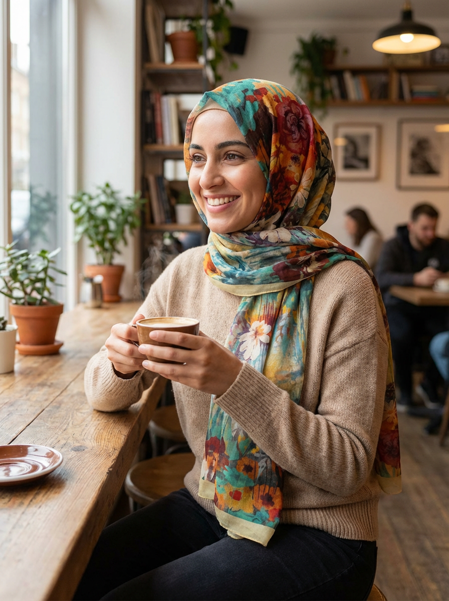 Colorful Blooms Mulberry Silk Scarf - Luxury Print Shawl | Premium Gift