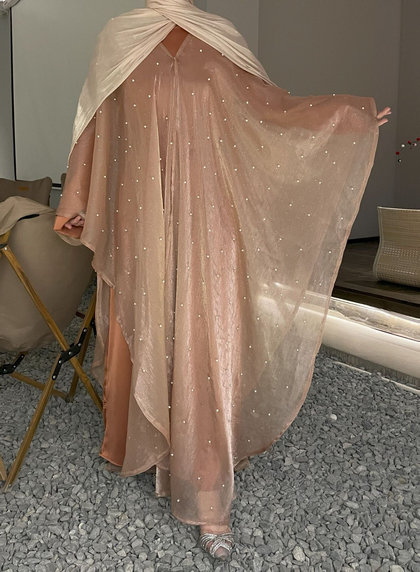 MH119 | Pearl Starry Sky 2-Piece Dress Set | Loose Long Modest Women's Outfit
