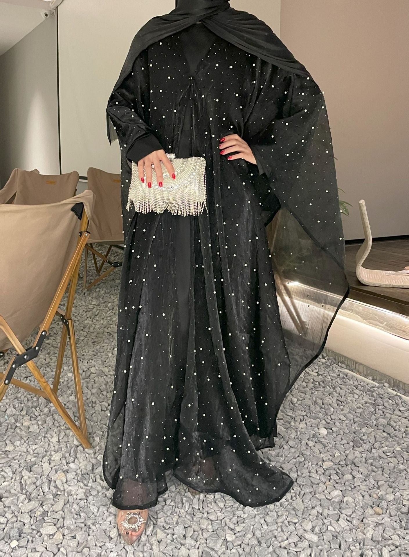 MH119 | Pearl Starry Sky 2-Piece Dress Set | Loose Long Modest Women's Outfit