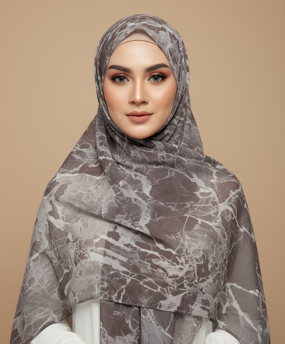 MH004 Modal Hijab Scarf Women - Soft Breathable Ink Print Headscarf