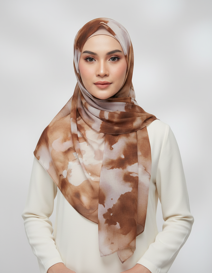 MH005 Lightweight Modal Hijab - Watercolor Print Scarf for Women