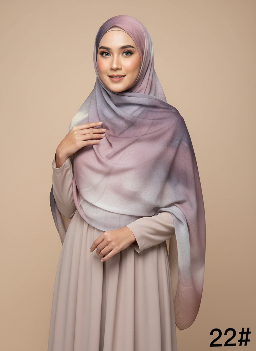 MH007 Floral Modal Hijab - Artistic Print Headscarf for Muslim Women