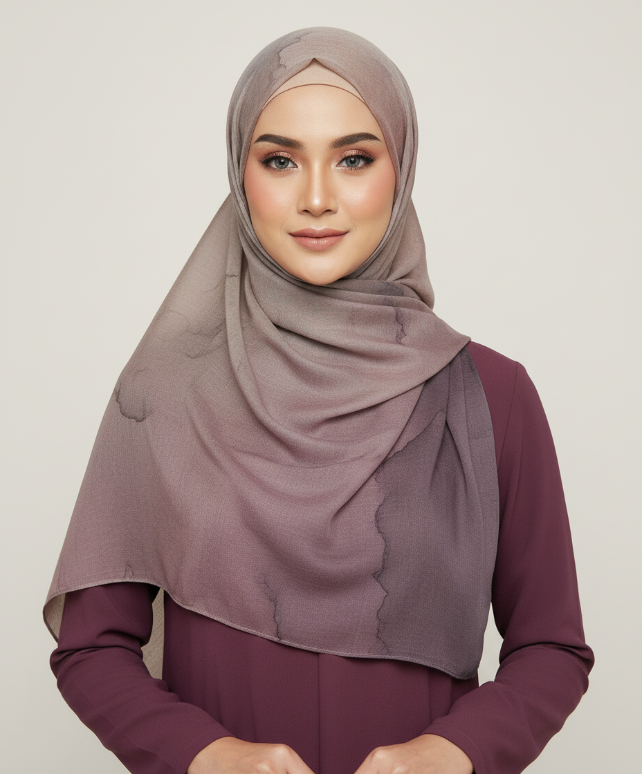 MH007 Floral Modal Hijab - Artistic Print Headscarf for Muslim Women