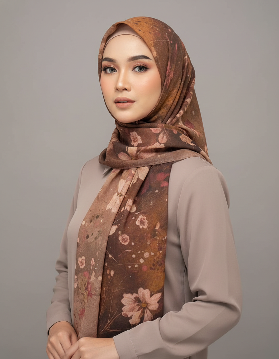 MH008 Silky Modal Hijab - Vibrant Print Wrap Scarf for Women